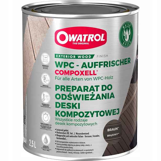 Owatrol Compoxell ochrana kompozitních desek obnovuje barvu 2,5 l hnědé barvy