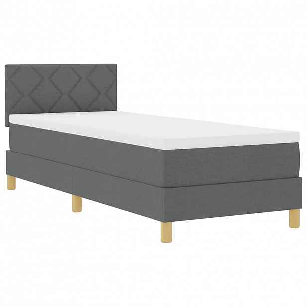 vidaXL LED box pružinová postel s čelo Tmavě šedá 80 x 200 cm textil