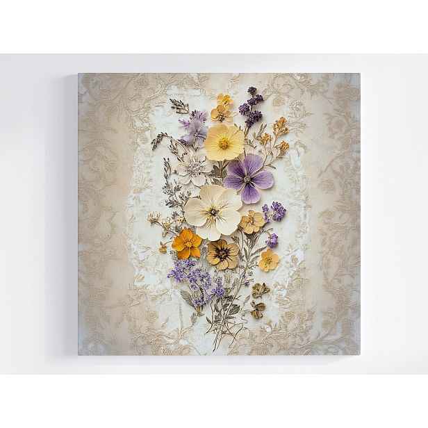 Obraz Na Plátně Canvas Dekorace Sušené Květiny Bylinky Herbarium 50x50