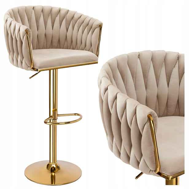 Barová Židle Cofton Gold béžový Velvet