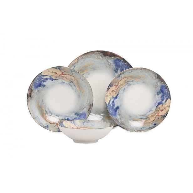 Hermia Porcelánová sada 24 ks talířů BlueEarth bílá/modrá