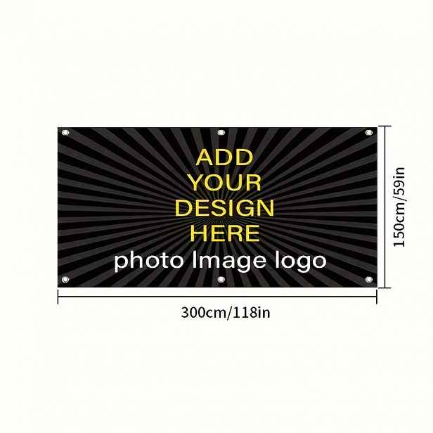 TEMU Přizpůsobitelný venkovní kempingový banner s libovolné barvy, šířka 59.06 palců, personalizovaná fotografie a design, pro dekoraci dveří,