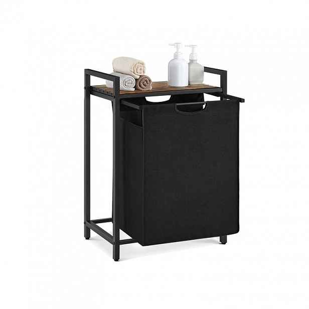 Úzký koš na prádlo 65 l s lamelovou policí a nožkami