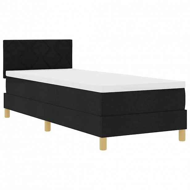 vidaXL LED box pružinová postel s polštářem Černý 80 x 200 cm textil