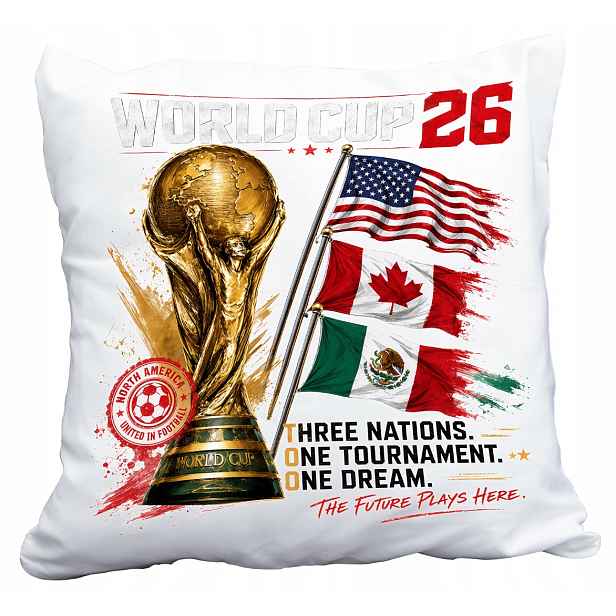 Polštář Bílý Mundial 2026 World Cup Fotbal Dárek Jméno