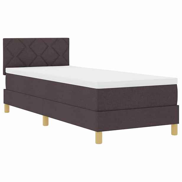 vidaXL LED box pružinová postel s čelo Tmavě hnědá 80 x 200 cm textil