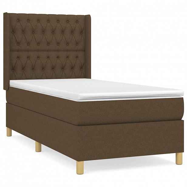 vidaXL Box spring postel s matrací tmavě hnědá 100 x 200 cm textil