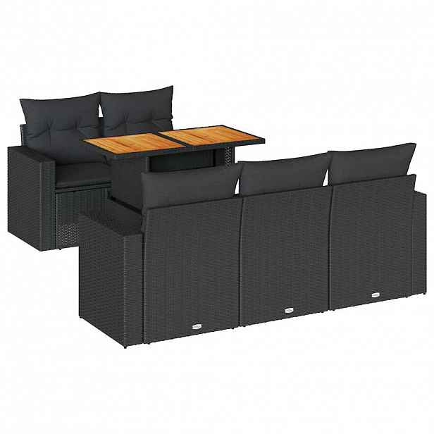 vidaXL 6dílná zahradní sedací souprava s poduškami černá polyratan
