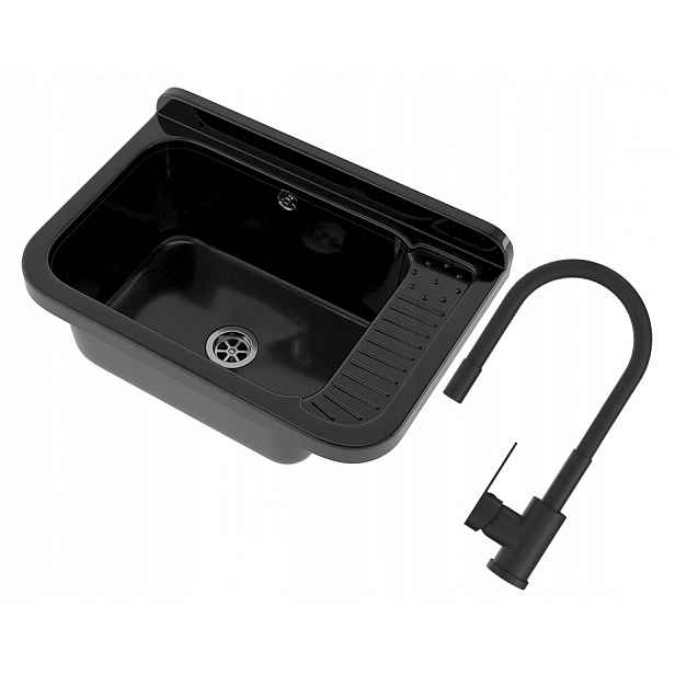 Černý Ekonomický Dřez Komora Polo technická Baterie Grado Plus
