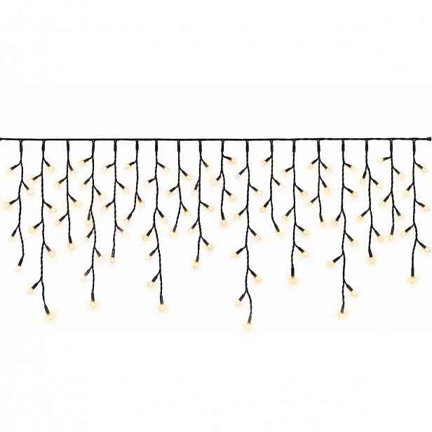 Easy Fix venkovní LED rampouchy, světelné, 300 × 50 cm, teple bílá, 114 diod, černý kabel, IP67, prodlužovací