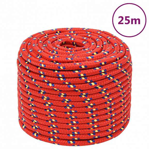vidaXL Lodní lano červené 14 mm 25 m polypropylen