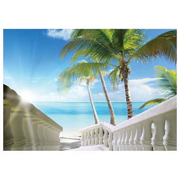 Vliesová fototapeta Pláž Palmy Oceán Bílý Písek Relax 208x146 lepidlo