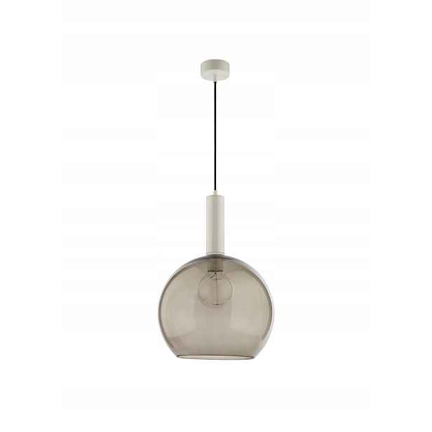 Závěsná lampa Laf Bílá Kouřová Skleněná Stínidlo 1xE27 30 cm Stropní Svítidlo