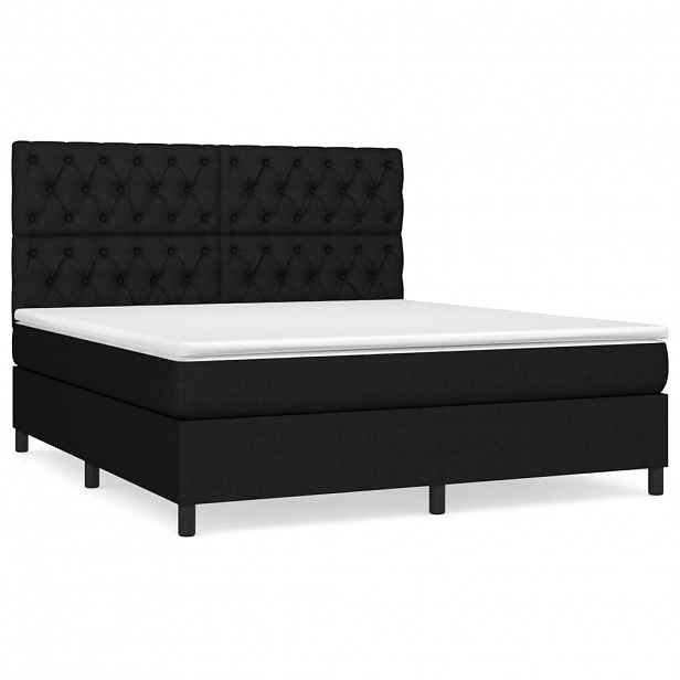 vidaXL Box spring postel s matrací černá 160x200 cm textil
