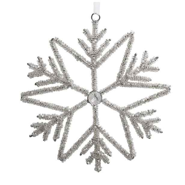 Champagne antik závěsná sněhová vločka s korálky Snowflake - 17 cm Chic Antique