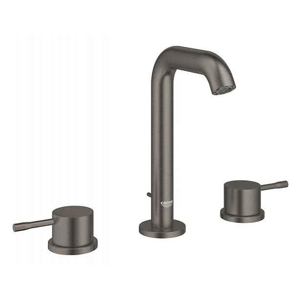 Grohe Essence - Umyvadlová baterie s výpustí, 3-otvorová instalace, kartáčovaný Hard Graphite 20296AL1