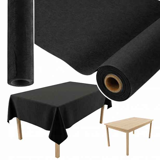 Jednorázový flizelinový ubrus s rolkou Černý, role 120 cm, 1,2 m x 10 m, obdélník