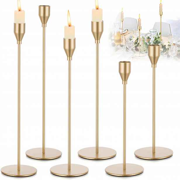 Kovové Svícny Glamour Elegantní Dekorativní Na Stůl 6 Ks Sada