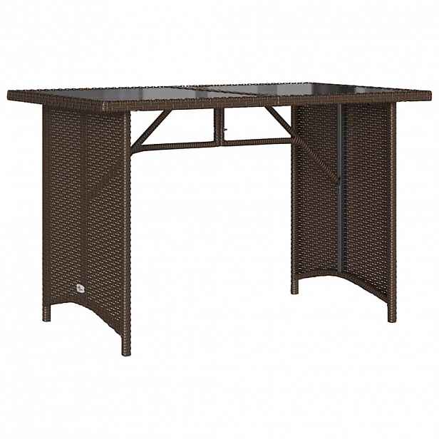 vidaXL Zahradní stůl se skleněnou deskou hnědý 110x68x70 cm polyratan