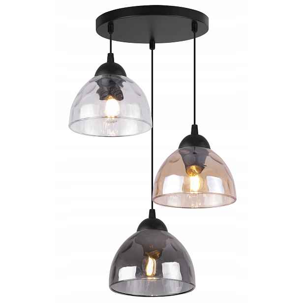 Závěsná Stropní Lampa Lustr Skleněná Mísa S Stínítky Do Kuchyně Obývacího Pokoje 3XE27