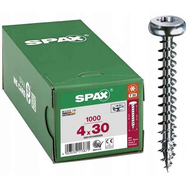 Šroub Půlkulová Hlava 1000 Ks 4.0*30 Hb Tx Spax