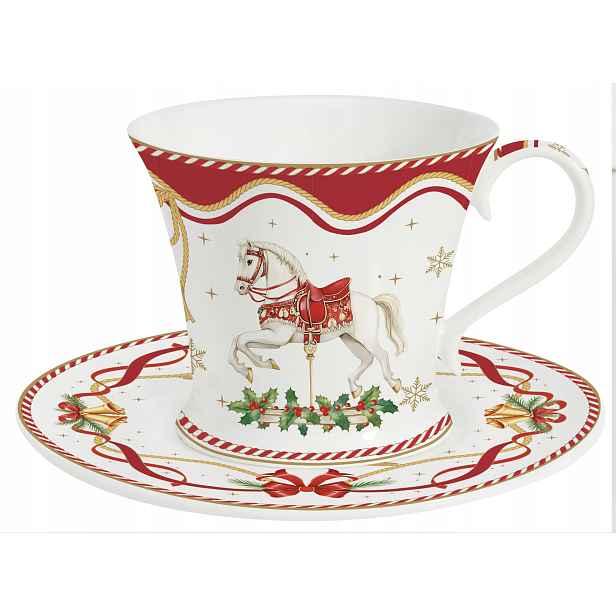 Porcelánový Šálek s motivem koně 200 Ml s vánočním motivem houpacího koně.