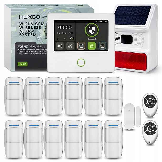 Bezdrátový alarm WiFi Gsm 4G s Tuya, Huxgo HXA502 W venkovní siréna