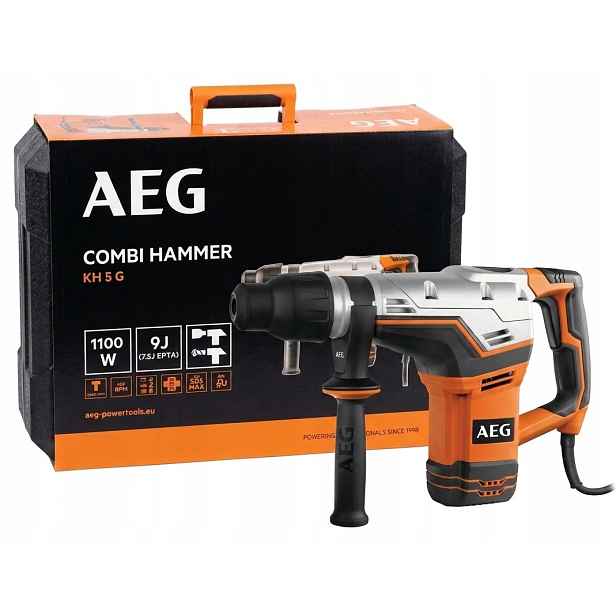 Kombinované vrtací-sekací kladivo SDS-Max 1100W 9J Kh 5G Aeg kufr rukojeť mazivo