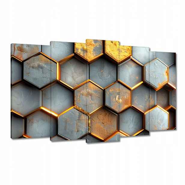Obrazy 100x60 Zlaté hexagonální dlaždice