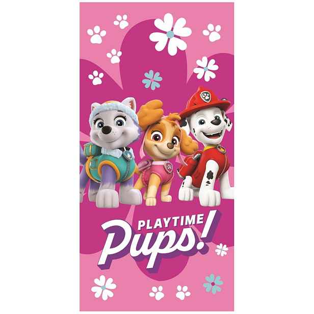 Růžová bavlněná dětská osuška 70x140 cm Paw Patrol – Jerry Fabrics