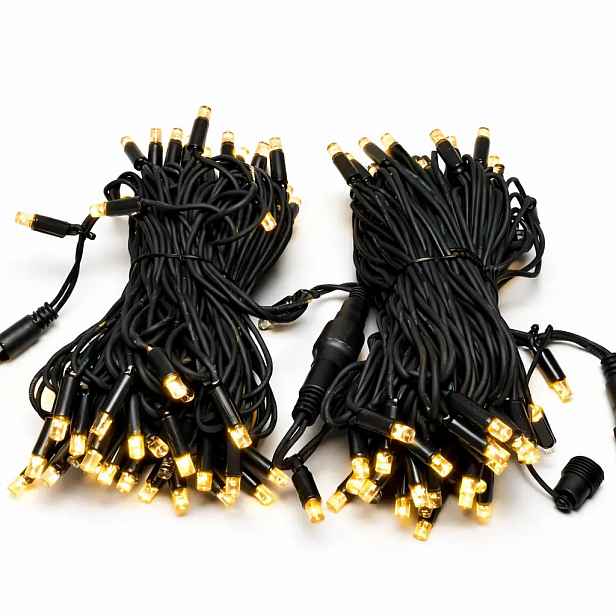 Easy Fix LED světelný řetěz, 20 m, venkovní, teple bílá s FLASH, 120 diod, černý kabel, IP67