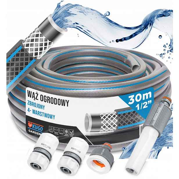 Hadice 1/2" 30 m 4 Vrstvy Zavlažovač Spojky Set Bradas