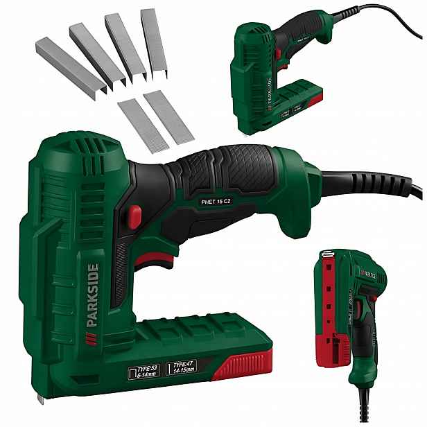 Elektrická sešívačka Taker Lehká 70W Parkside C2 2v1 pro sponky a hřebíky