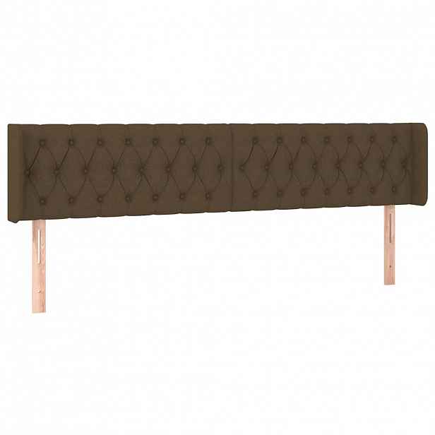 vidaXL Čelo postele typu ušák tmavě hnědé 203x16x78/88 cm textil