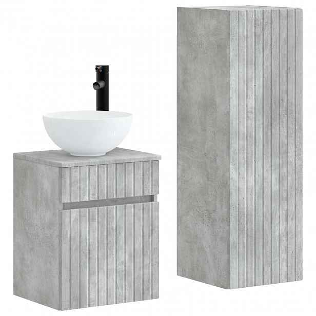 vidaXL Sada koupelnového nábytku 2 ks Betonově šedá 33 x 34,5 x 100 cm