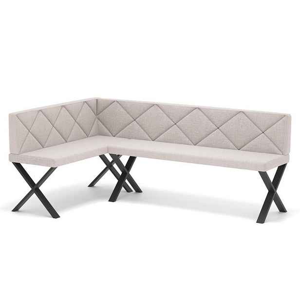 Idohome ROHOVÁ LAVICE VERO X levá tkanina prošívaná, 142/196 cm, krémová