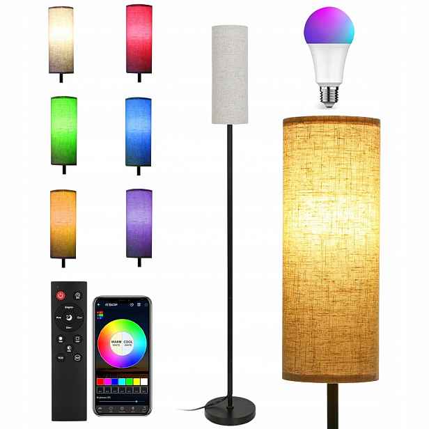 Moderní Stojací Lampa S Podlahovým Stínidlem 172 CM Rgb Led Žárovka E27