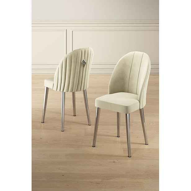 Sada židlí (6 kusů) Mara - Cream, Chrome