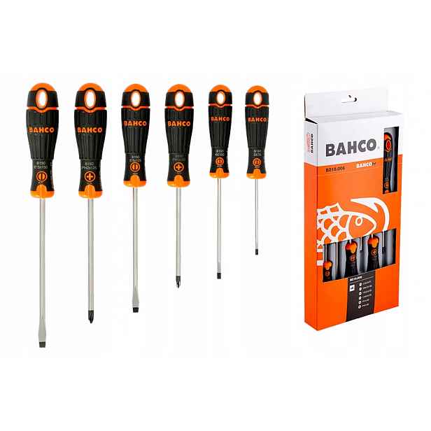 Šroubovák Sada 6 prvků Ph Sl Šroubováky Ploché křížové Bahco Fit