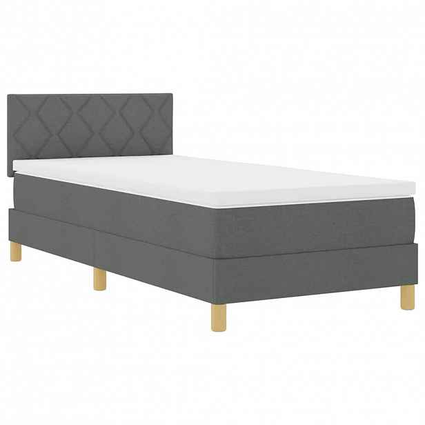 vidaXL LED box pružinová postel s čelo Tmavě šedá 90 x 190 cm textil