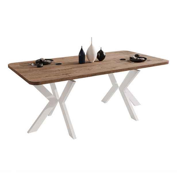Idohome JÍDELNÍ STŮL DANTON rozkládací 200/100/76 cm, bílý / dub Lefkas