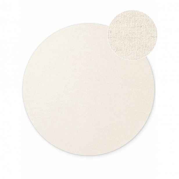 Koberec vlněný kulatý 160 cm do obývacího pokoje, krémový, ručně tkaný, smyčkový
