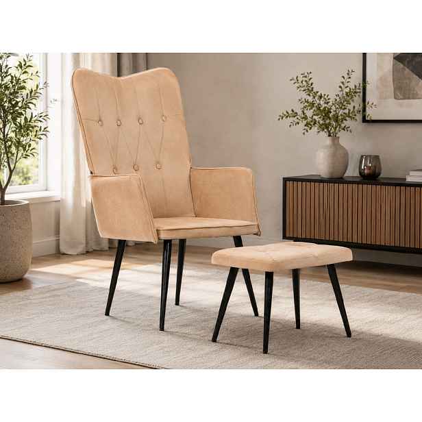 Křeslo s taburetem BestBerg 339667 / krémová