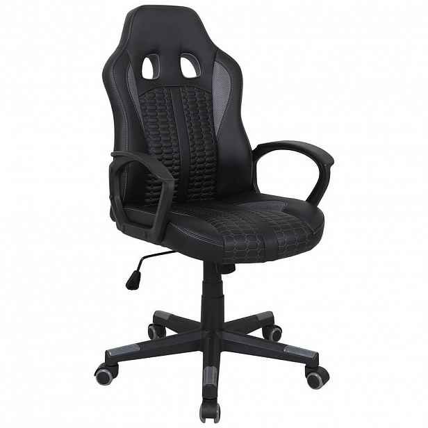 MID.YOU HERNÍ ŽIDLE, vzhled kůže, síťovina, šedá, černá