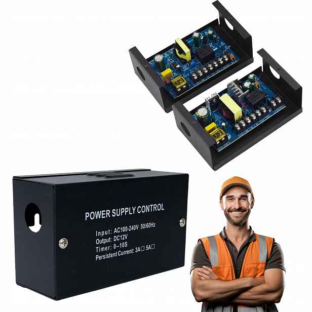 Napájecí Zdroj Pro Kontrolu Přístupu DC12V AC100-240V 5A, Časová Regulace, Kovový