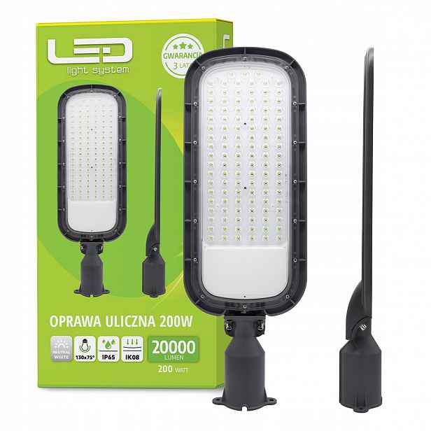 Pouliční lampa Led Průmyslová Hermetická lampa 200W Šedá IP65 20000lm