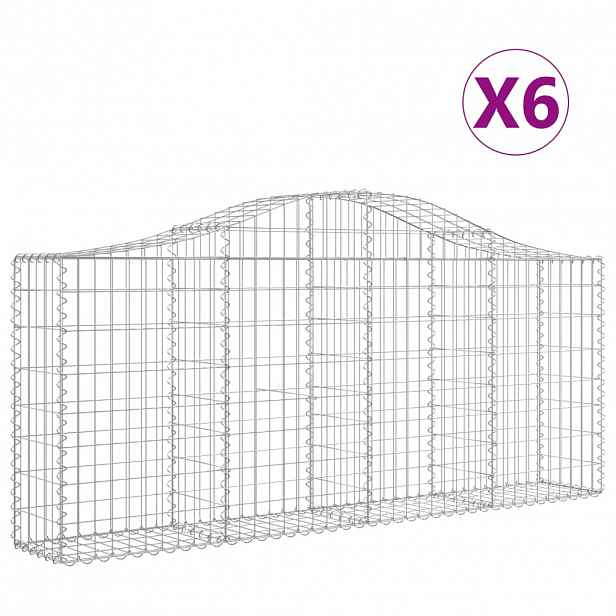 vidaXL Klenuté gabionové koše 6 ks 200x30x80/100 cm pozinkované železo