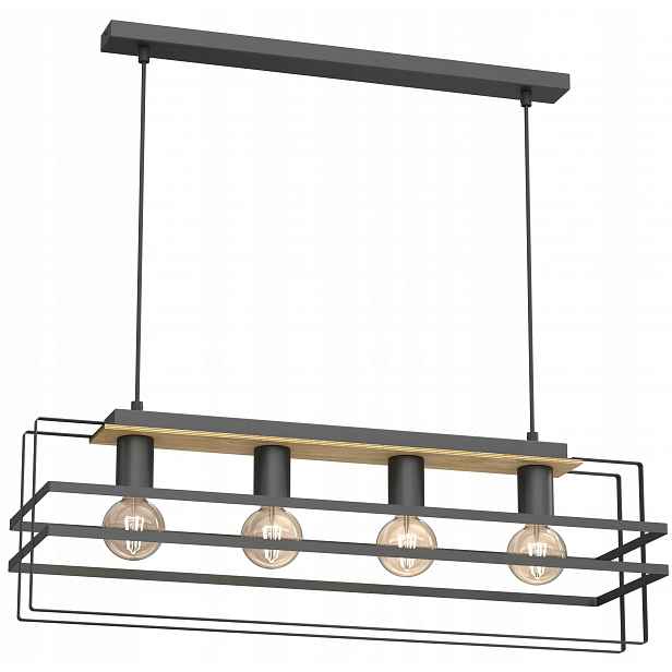 Závěsná stropní lampa Kortez Černá Hnědá 4xE27 moderní do obývacího pokoje