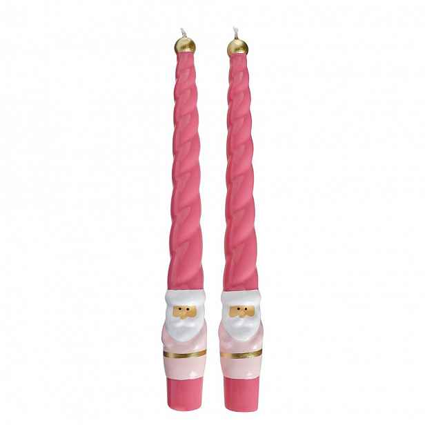 Butlers TWISTED Sada svíček Santa 2 ks 27 cm - růžová