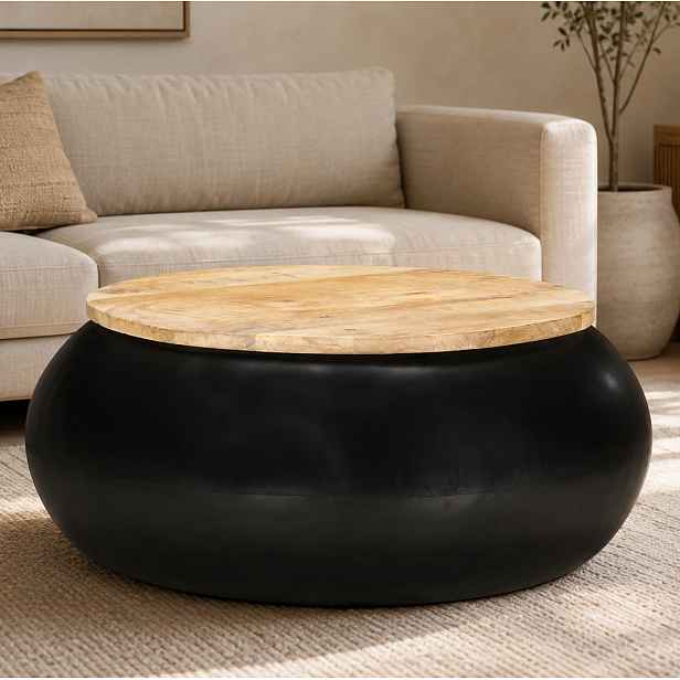 Konferenční stolek BestBerg 323533 / 68 x 68 x 30 cm / černá/dřevo